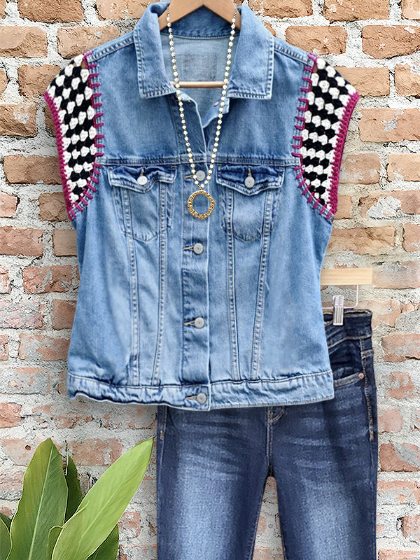 Vintage Crochet Denim Light Jacket