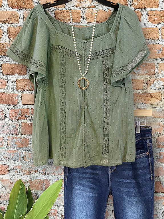 Vintage Textured Lace Patchwork Top