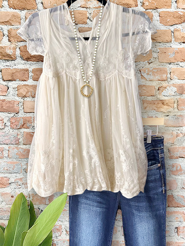 Elegant Flowy Jacquard Babydoll Top