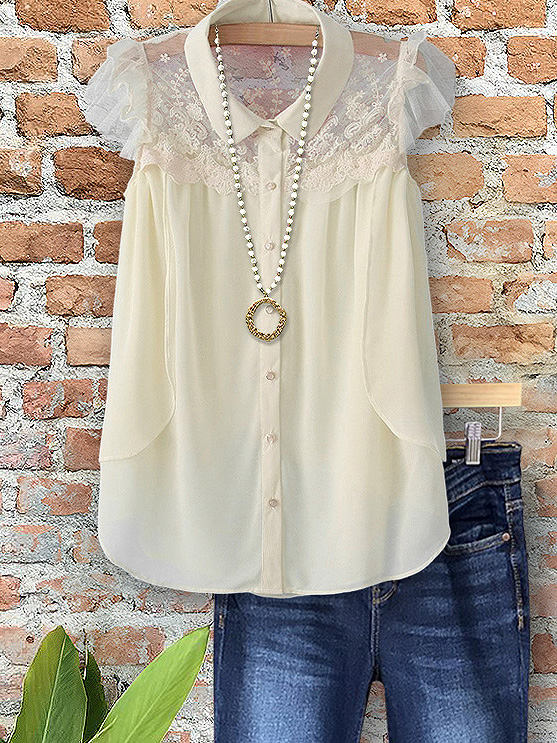 Flowy Elegant Lace Patchwork Shirt