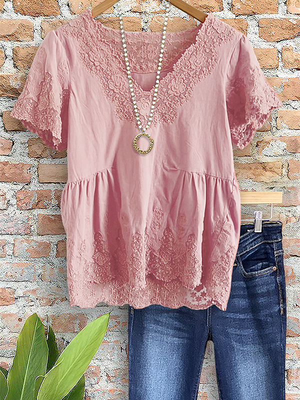 Casual Elegant Jacquard Reched Top