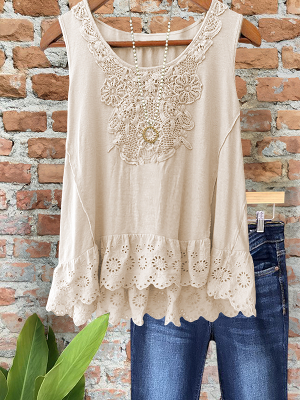 Vintage Comfort Jacquard Ruffle Vest