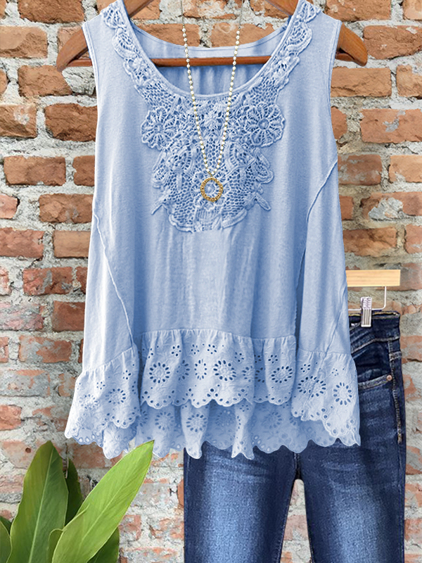 Vintage Comfort Jacquard Ruffle Vest