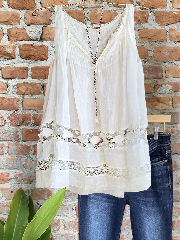 Flowy Holiday Hollow Lace Vest