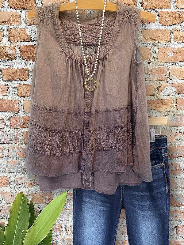Vintage Embroidered Floral Patchwork Vest