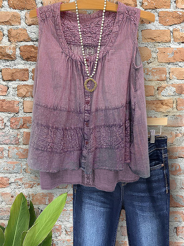 Vintage Embroidered Floral Patchwork Vest