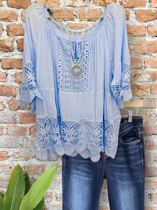 Vintage Draped Lace Patchwork Top