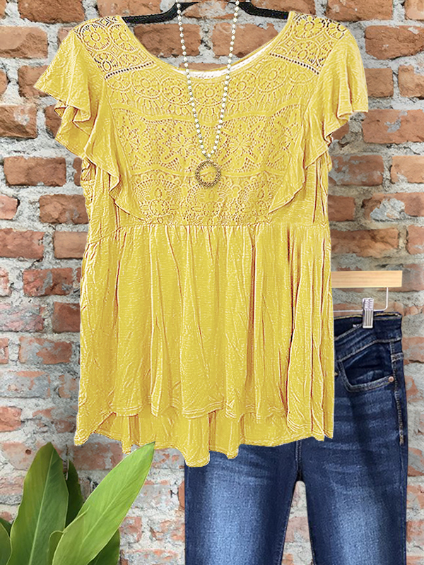 Elegant Cozy Lace Ruffle Sleeve Top