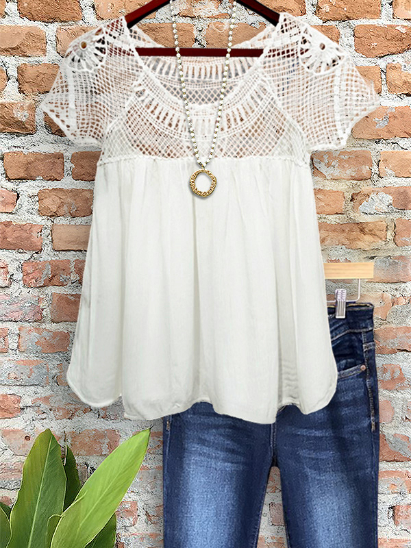 Elegant Flowy Crochet Patchwork Top