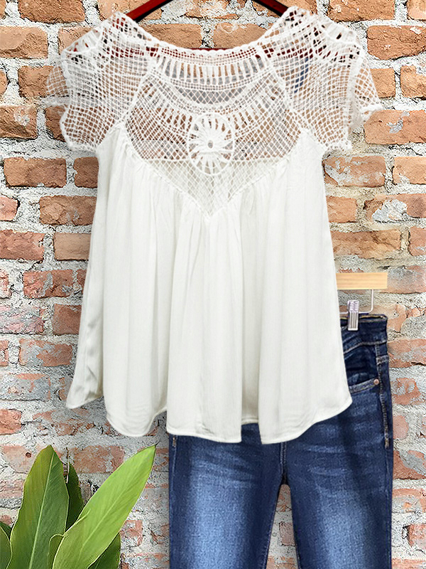 Elegant Flowy Crochet Patchwork Top