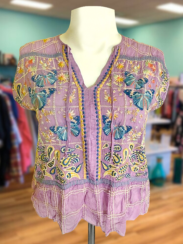 Romantic Garden Embroidered Short Sleeve Top