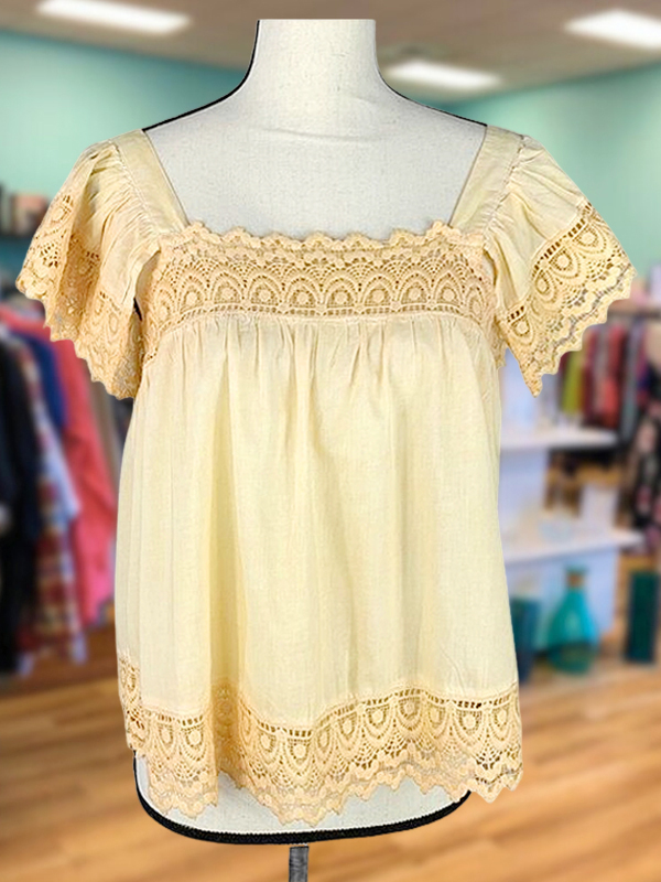 Casual Elegant Crochet Short Sleeve Top