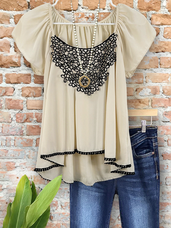 Elegant Flowy Crochet Patchwork Top