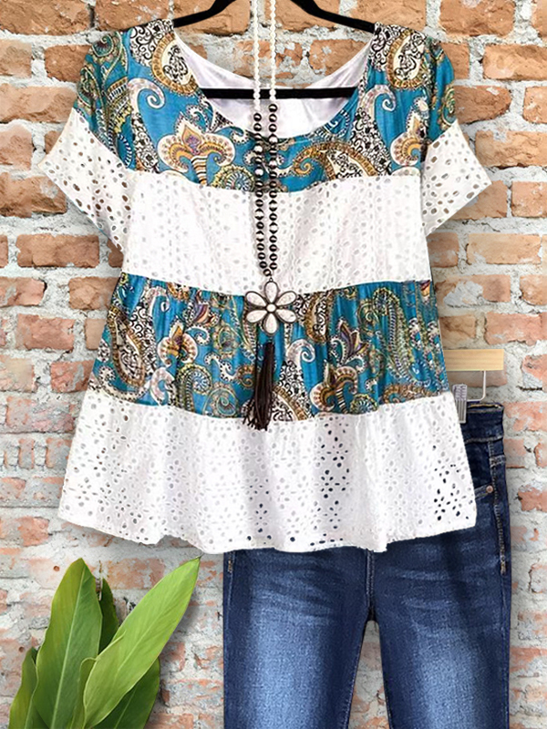 Vintage Mesh Floral Patchwork Top