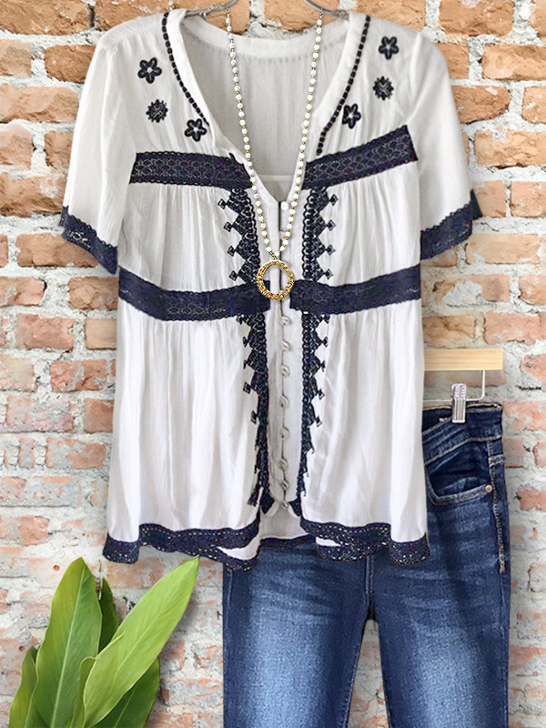 Elegant And Chic Textured Lace Embroidered Top