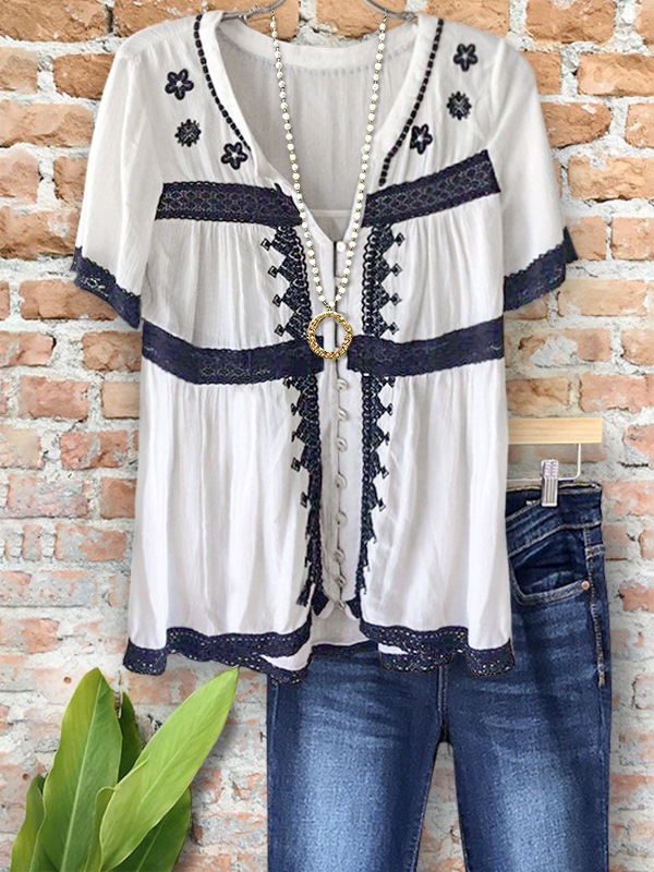 Elegant And Chic Textured Lace Embroidered Top