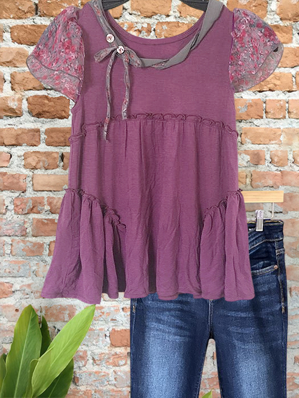 Pastoral Romantic Floral Patchwork Top