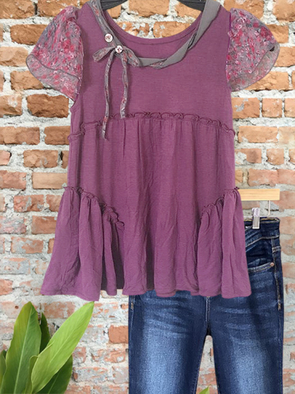 Pastoral Romantic Floral Patchwork Top