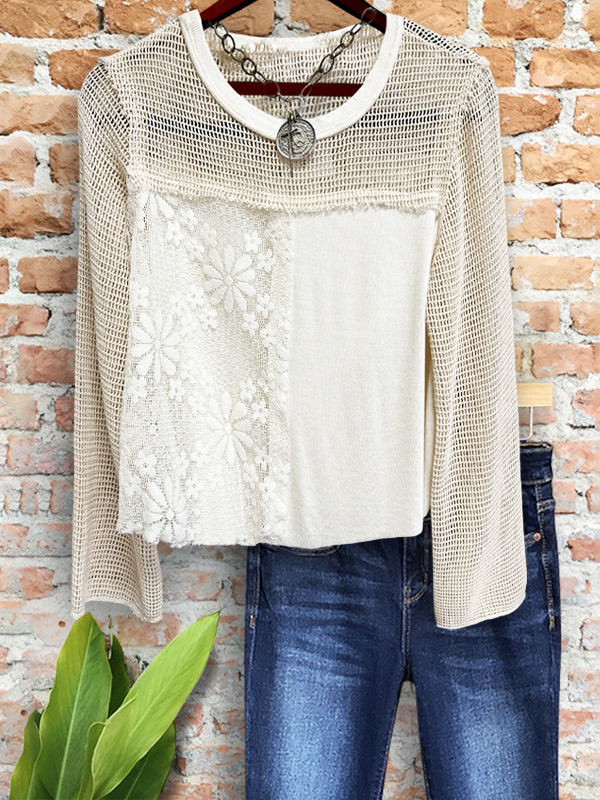 Casual Holiday Crochet Mesh Top