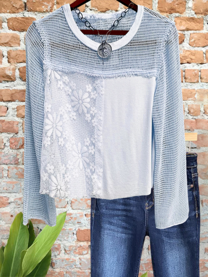 Casual Holiday Crochet Mesh Top