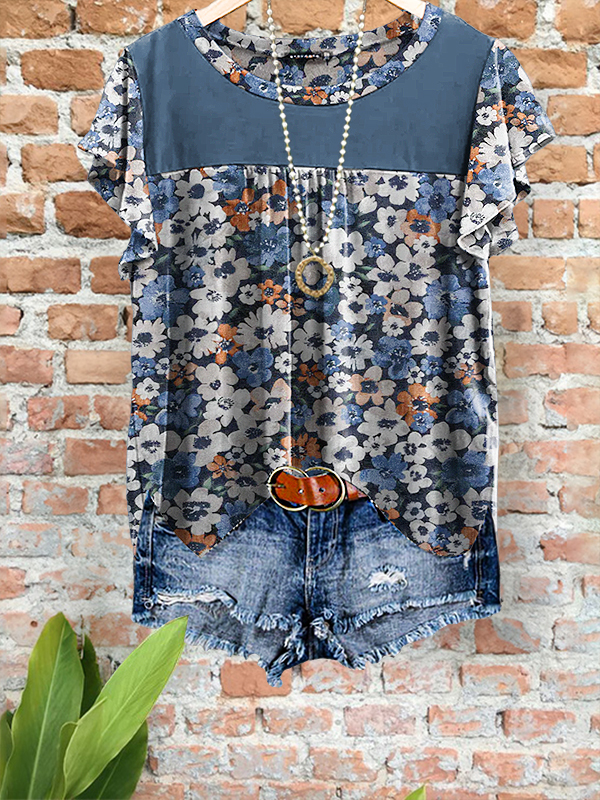 Soft Romantic Floral Patchwork Top