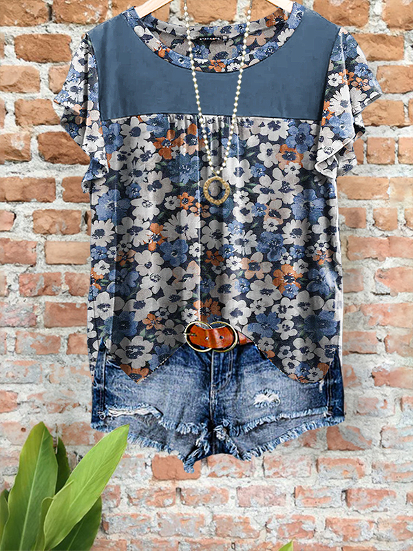Soft Romantic Floral Patchwork Top