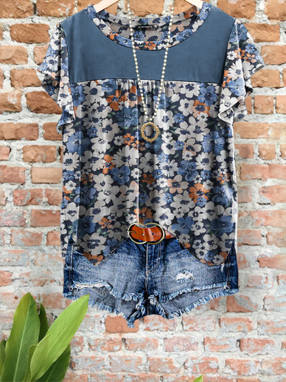 Soft Romantic Floral Patchwork Top