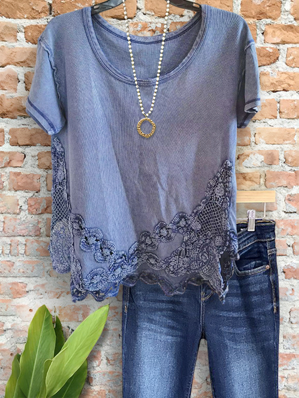 Vintage Cozy Webbing Patchwork Top