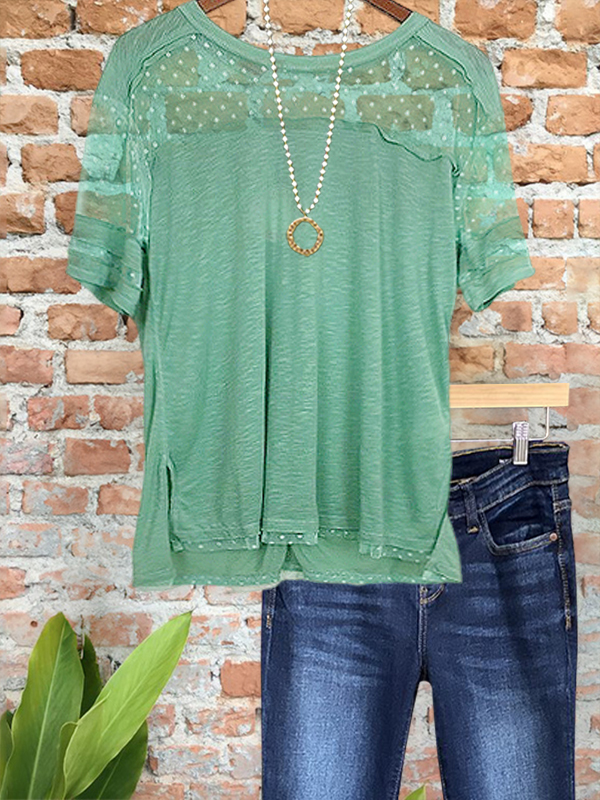 Casual Comfort Tulle Patchwork Top