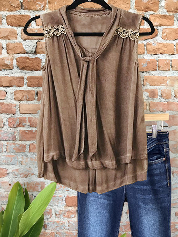 Elegant Vintage Knot Lace Vest