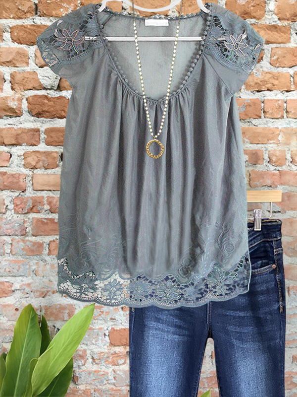 Vintage Elegant Hollow Lace Top