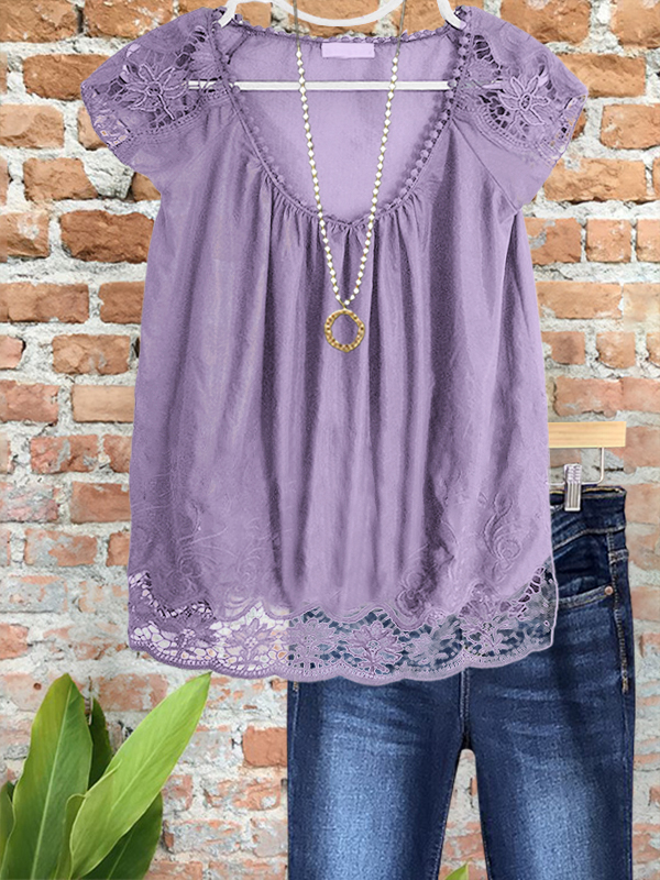 Vintage Elegant Hollow Lace Top