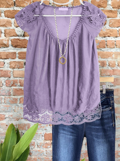 Vintage Elegant Hollow Lace Top
