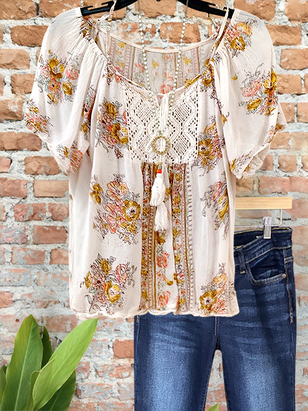 Bohemian Floral Lace Patchwork Top