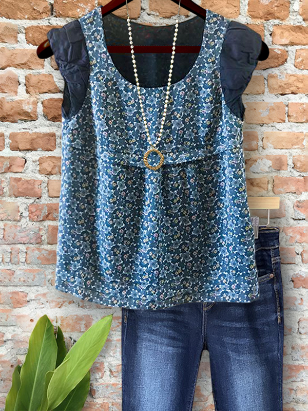 Pastoral Floral Ruffle Sleeve Top