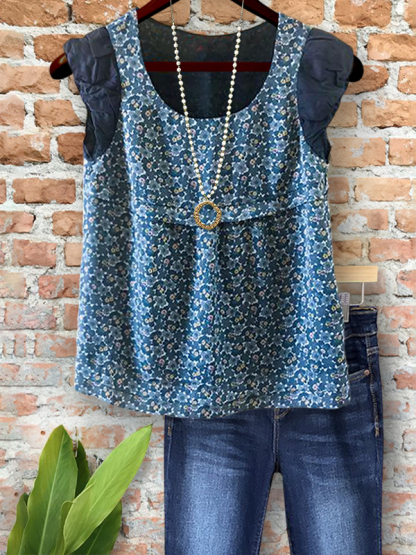 Pastoral Floral Ruffle Sleeve Top