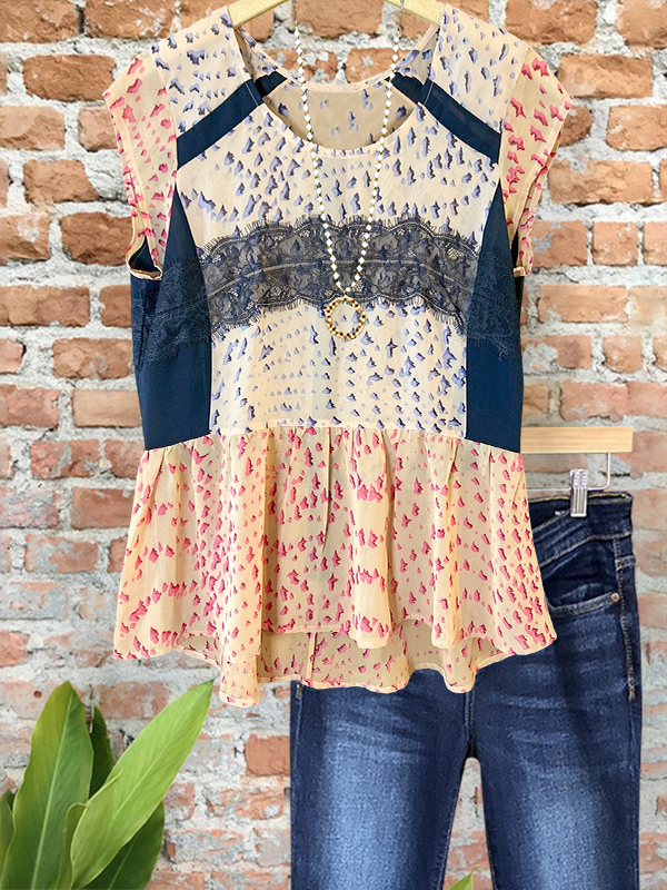 Elegant Abstract Animal Print Lace Top
