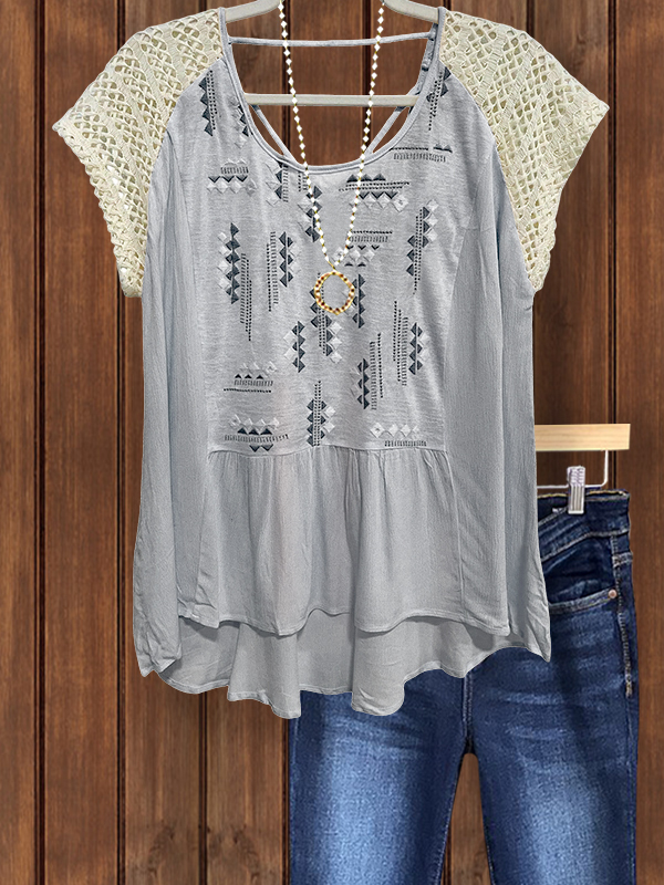 Casual Crochet Hollow Patchwork Top