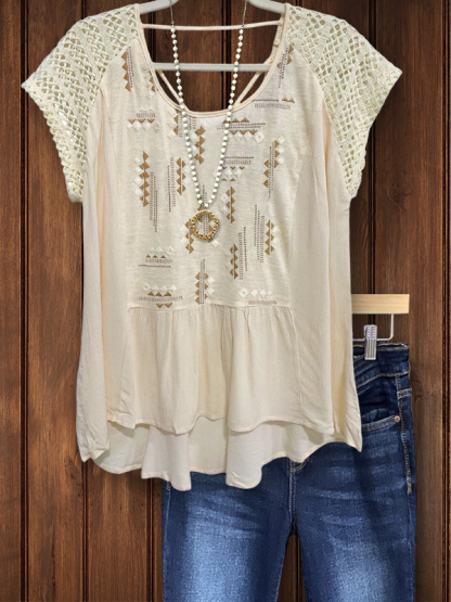 Casual Crochet Hollow Patchwork Top