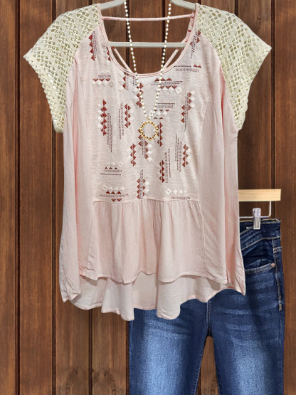 Casual Crochet Hollow Patchwork Top