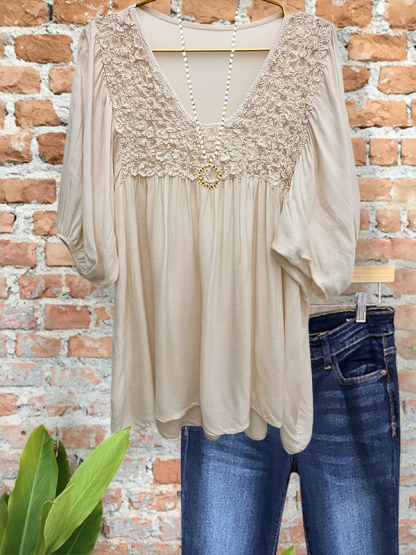 Elegant Draped Textured Embellished Top