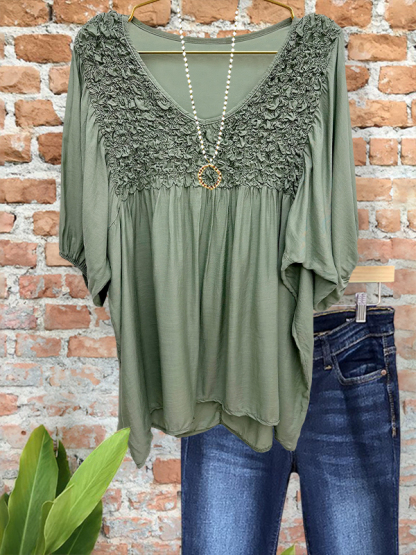 Elegant Draped Textured Embellished Top