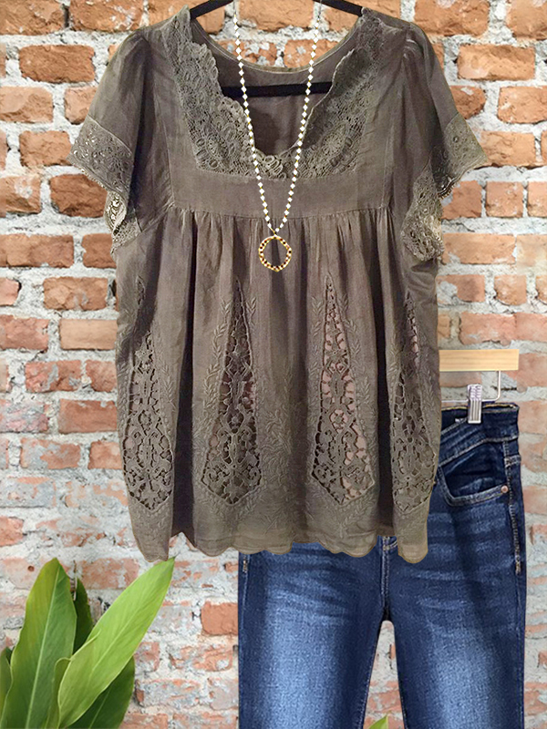 Women's top | Vintage Chic Jacquard V-Neck Top |Website-shopcharmingrose