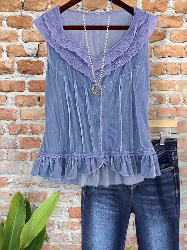 Charming Romantic Velvet Lace Vest
