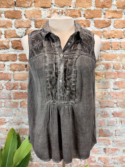 Casual Retro Textured Shirt Collar Vest