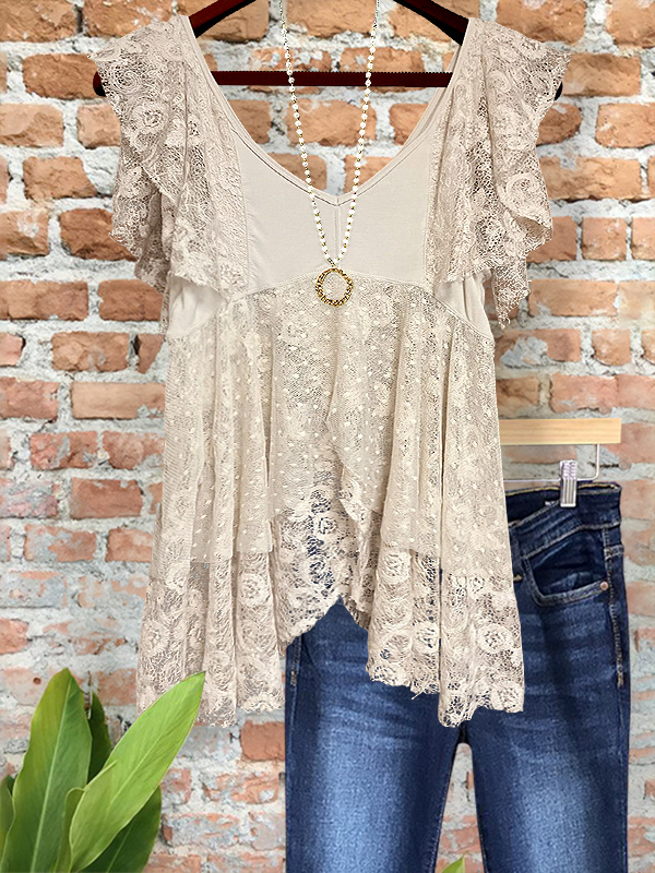Casual Elegant Lace Irregular Layered Top