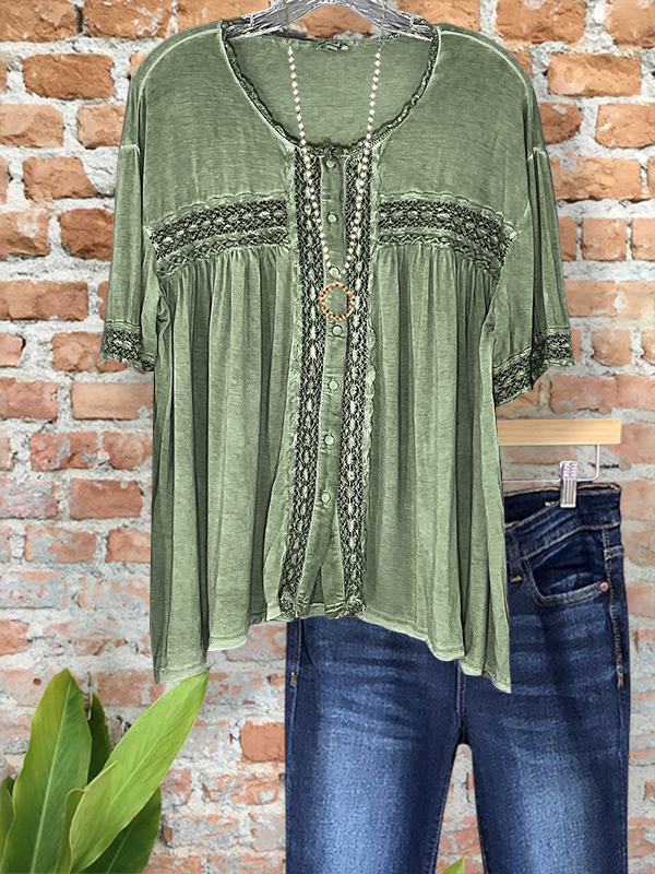 Vintage Cozy Crochet Patchwork Top