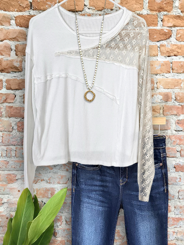 Casual Lace Irregular Patchwork Top