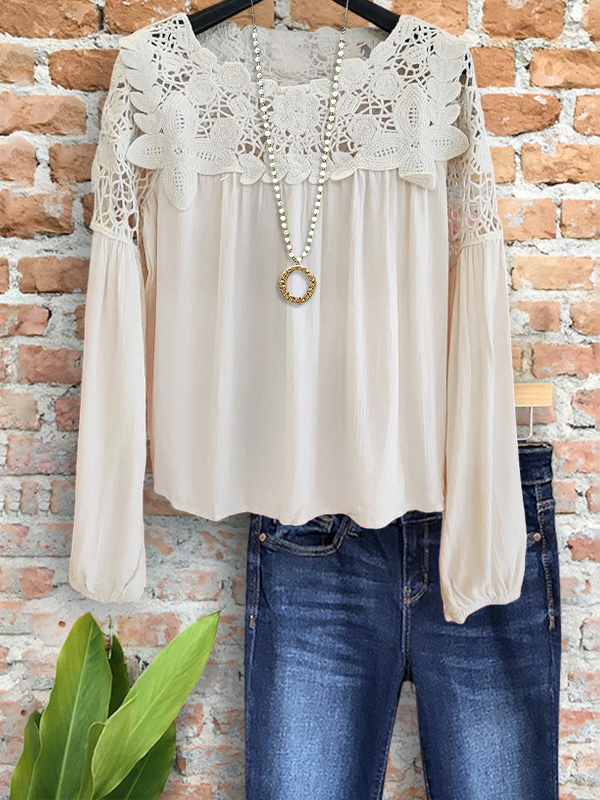 Elegant Draped Crochet Floral Pleated Top