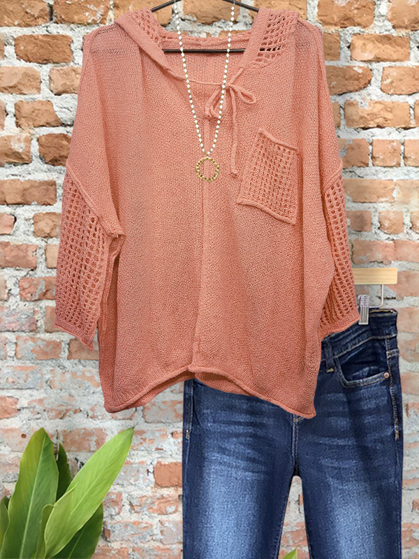 Stylish Soft Crochet Hollow Hoodie